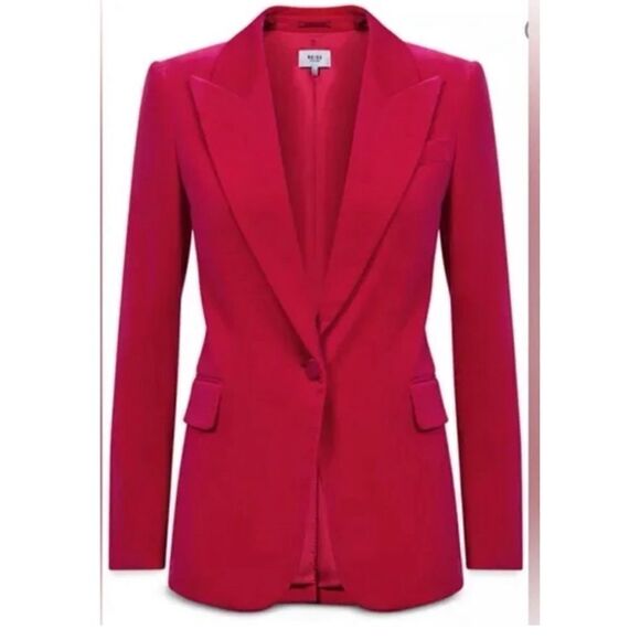Reiss Rosa Petite Velvet Single Breasted Suit Blazer in Pink Size 10 / Néw - Picture 4 of 10